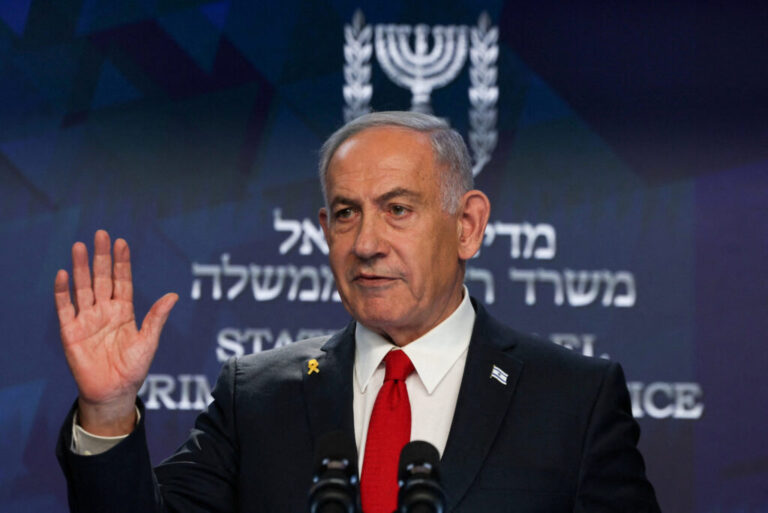 Israeli Prime Minister Netanyahu attends a press conference, in Jerusalem